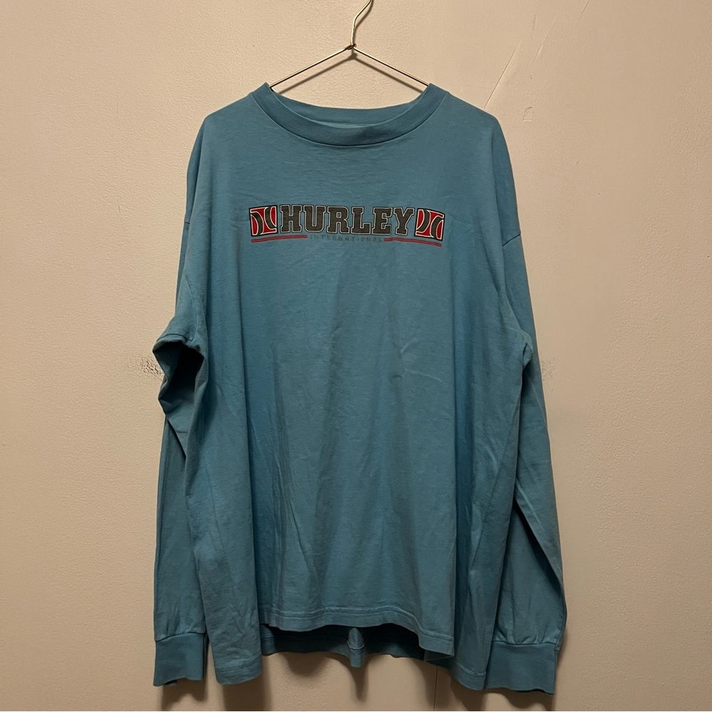 Y2K Vintage Hurley International Blue Long Sleeve T-Shirt Size Large Surf